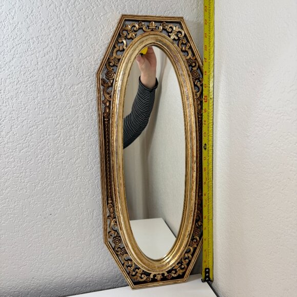 VTG Syroco MCM Mirror #4912 Gold Hollywood Regency USA Ornate Wall Decor 22"x9" - Picture 14 of 16